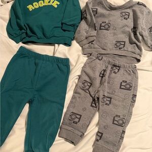 Cat & Jack Green and Gray Joggers Set- 9 months